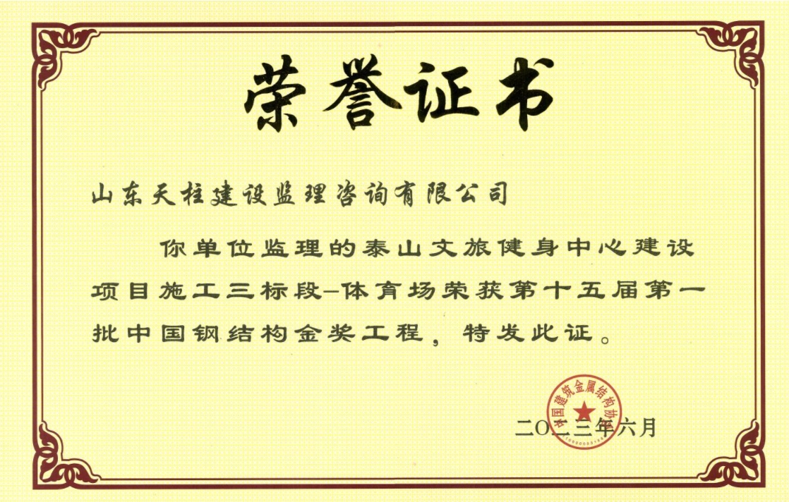 中国钢结构金奖——泰山文旅健身中心（体育场）